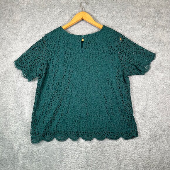 Philosophy Top Womens XXL‎ Green Lace Short Sleeve Scoop Neck Blouse - Picture 2 of 9